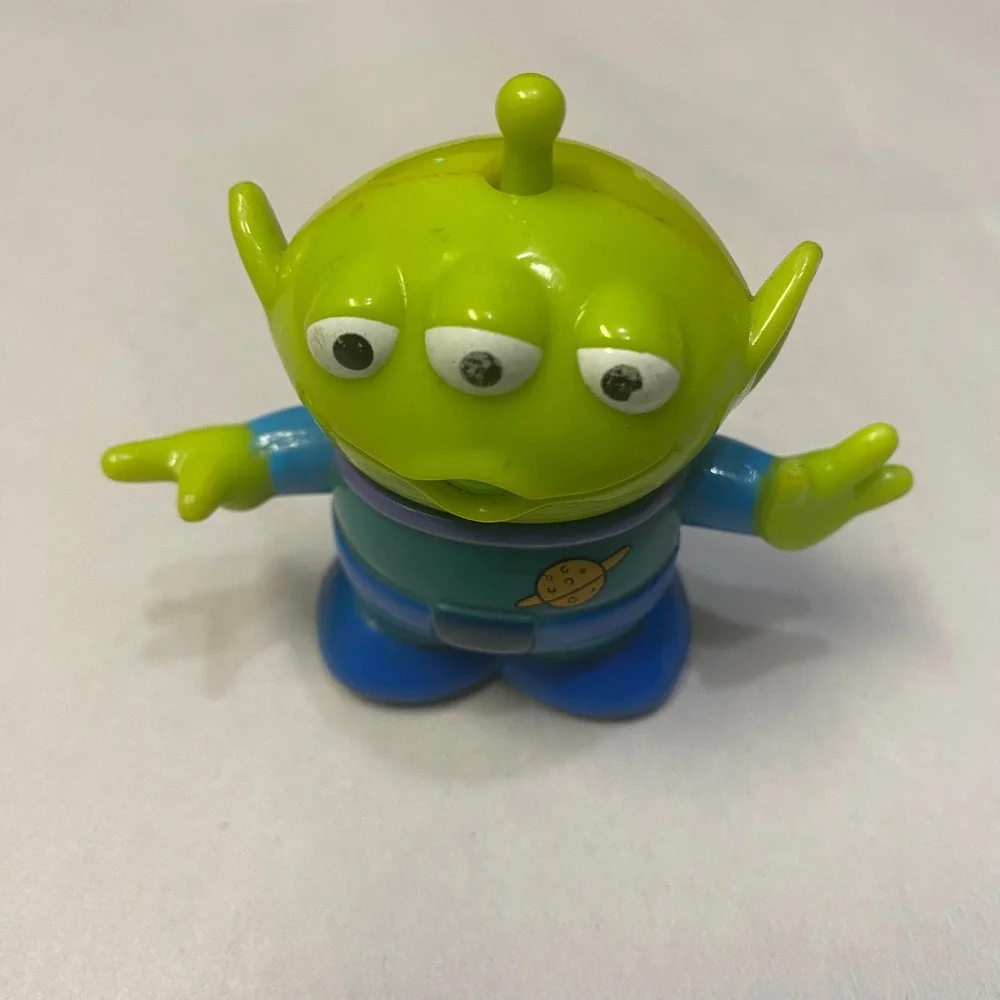 Vintage Disney Pixar Toy Story Three Eyed Green Alien Plastic Wheels